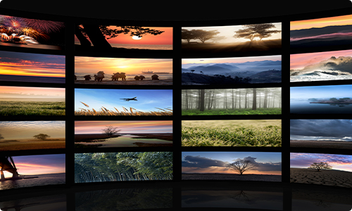 여러 풍경 화면이 그리드 모양으로 배치되어있음